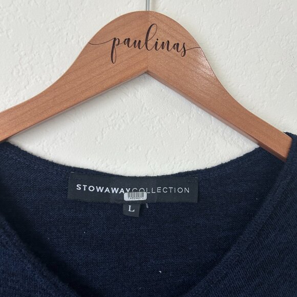 Stowaway Collection Sweater Womens Large Maternity Blue Black V-Neck Top L - Picture 6 of 6